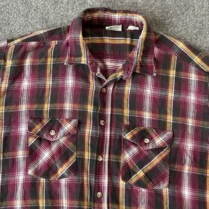Five Brothers Shirt Men Extra Large Red Plaid Heavy Flannel Tall Man Lumberjack